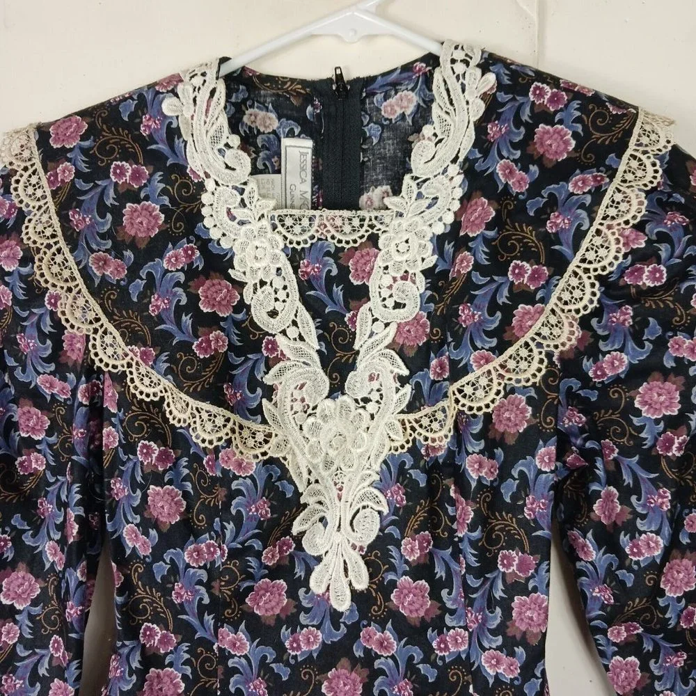 Gunne Sax Jessica McClintock Girls Dress Vintage Size 10 Lace Detail Tie Back - Picture 6 of 11